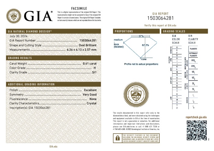 GIA diamond lab report #1503064281