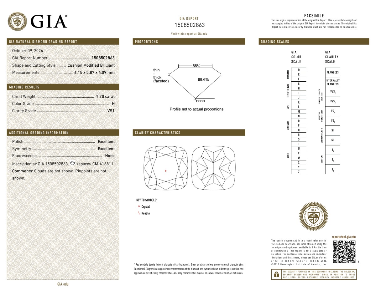 GIA diamond lab report #1508502863