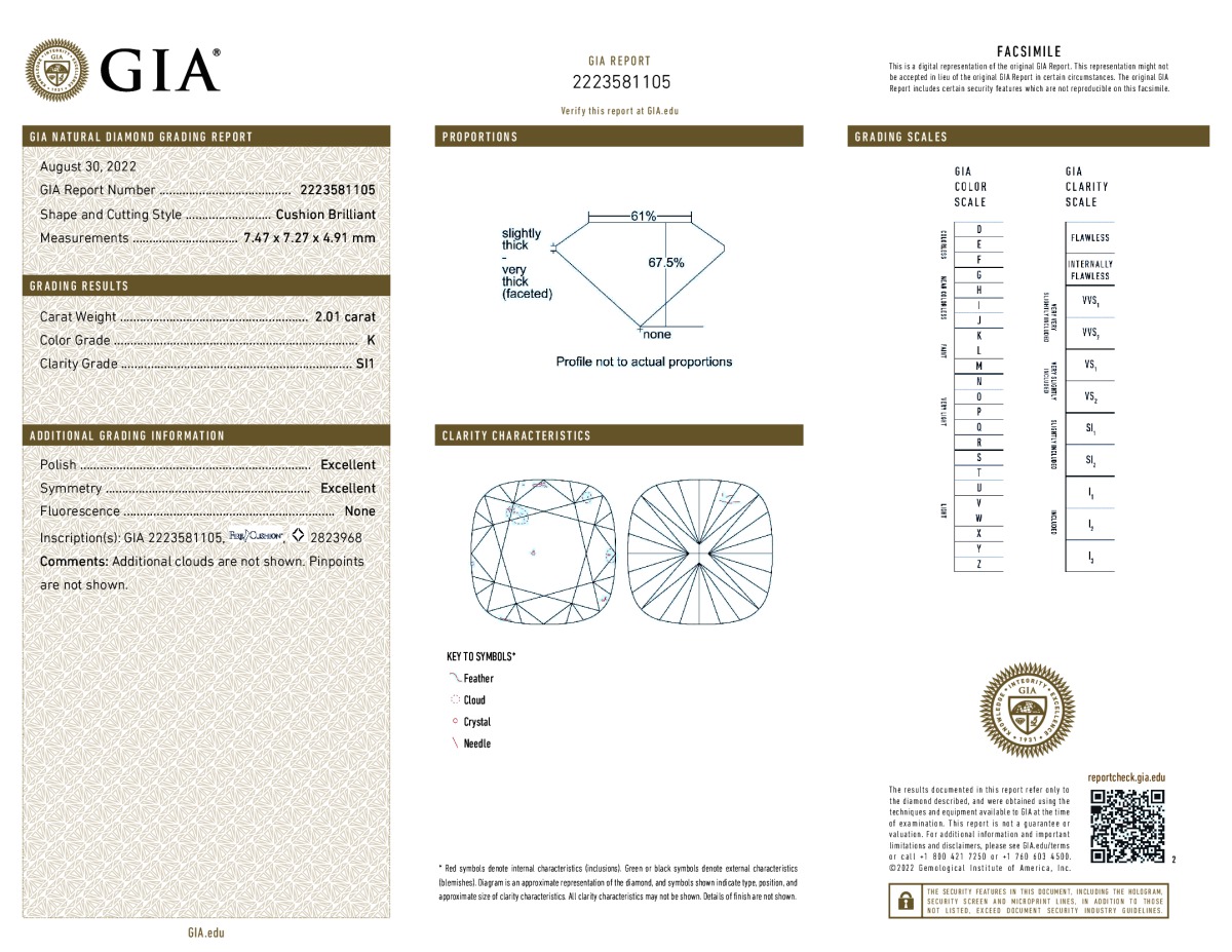 GIA diamond lab report #2223581105