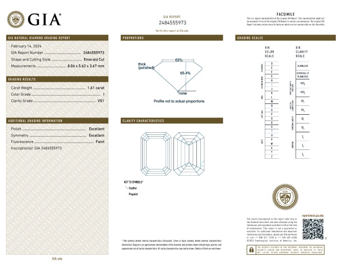 GIA diamond lab report #2484555973