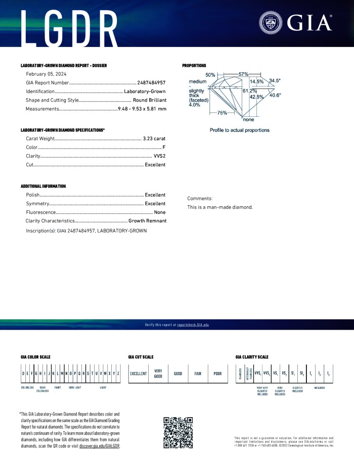 GIA diamond lab report #2487484957