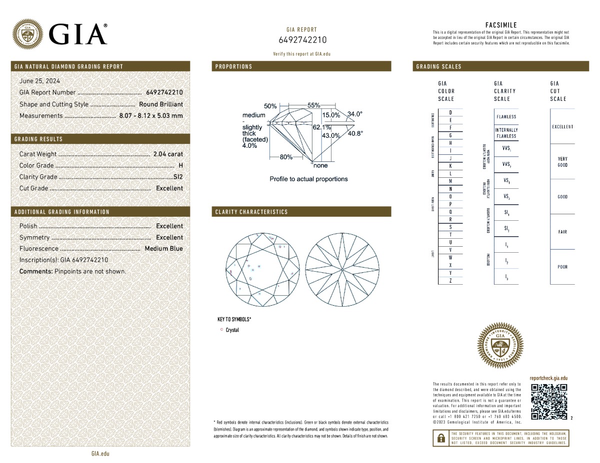 GIA diamond lab report #6492742210