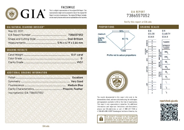 GIA diamond lab report #7386557052