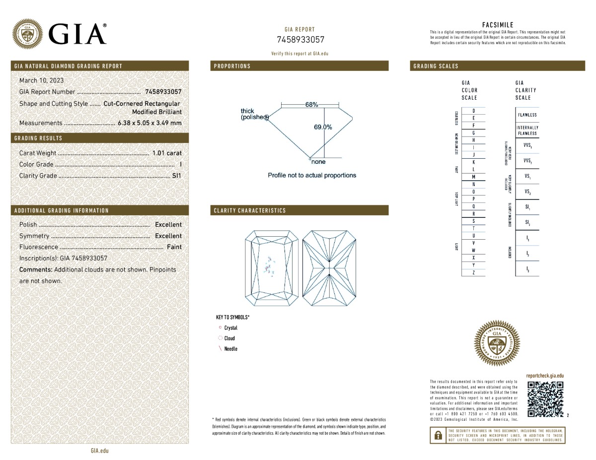 GIA diamond lab report #7458933057