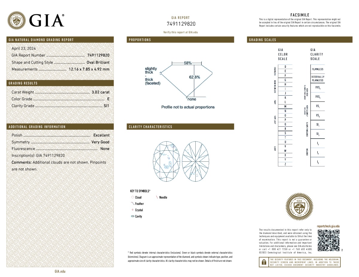 GIA diamond lab report #7491129820