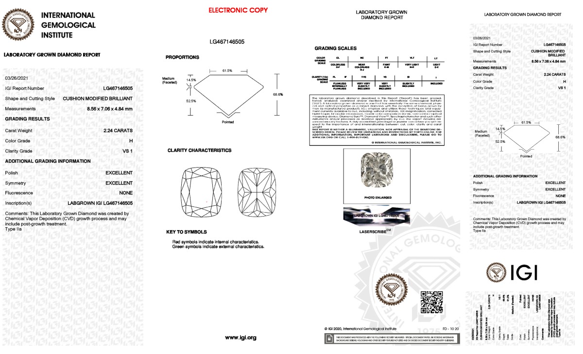IGI diamond lab report #LG467146505
