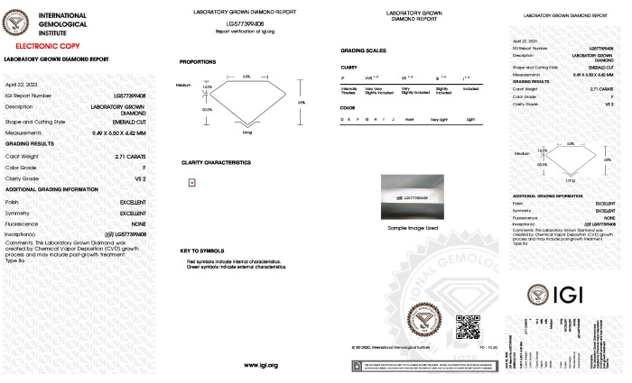 IGI diamond lab report #LG577399408