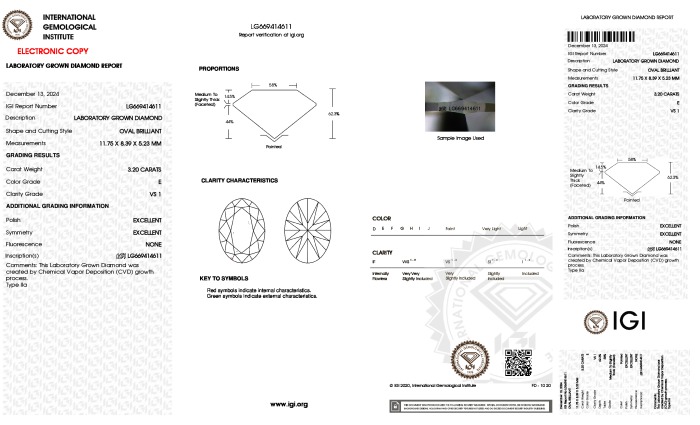 IGI diamond lab report #LG669414611